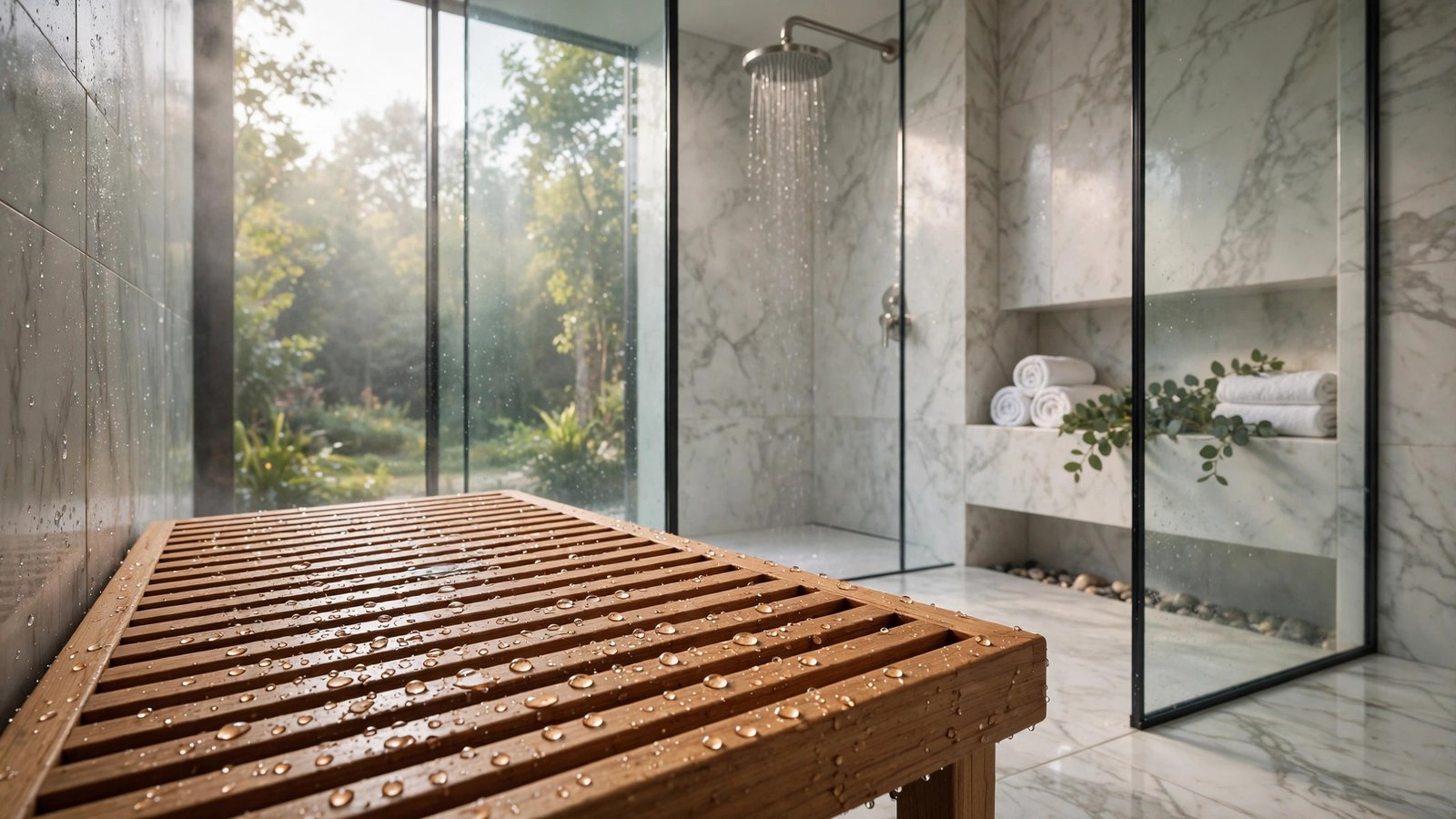 teak shower bench